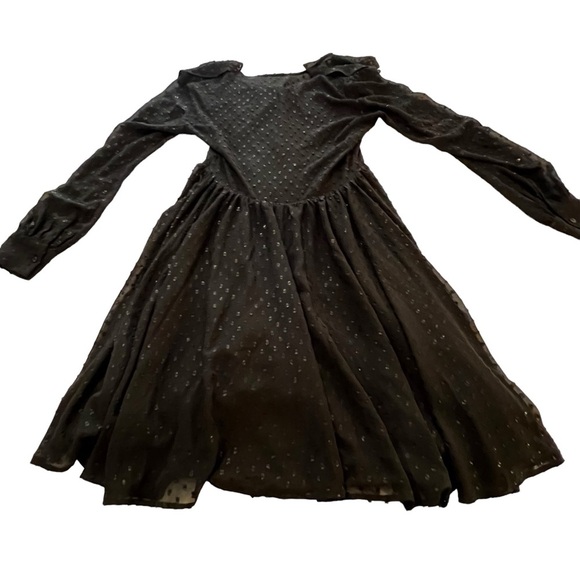 Gorgeous L’Agence Swiss Dot Long Sleeve Black Chiffon Mini Dress 2 whimsygoth - Picture 6 of 12
